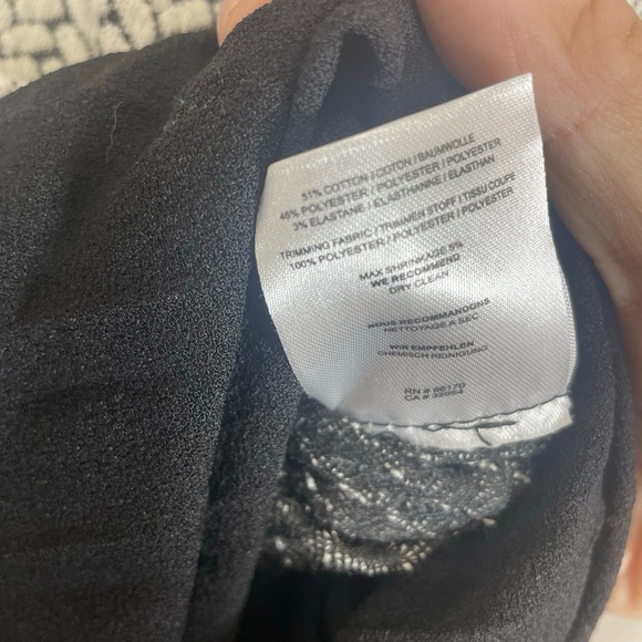 Ganni Anthropologie Cross Knit Pleated Dress Size XS Black White V Neck Sleeves - Picture 8 of 11